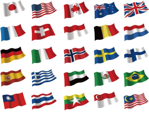 受講者の国々(世界の国旗)